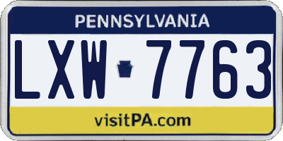 PA license plate LXW7763