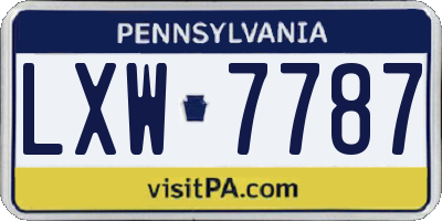 PA license plate LXW7787