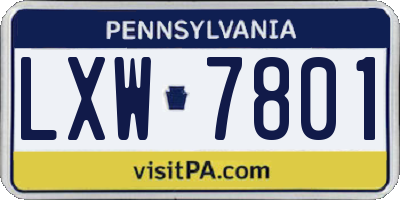 PA license plate LXW7801