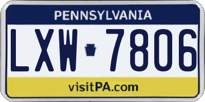 PA license plate LXW7806