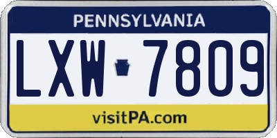 PA license plate LXW7809