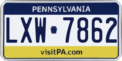 PA license plate LXW7862