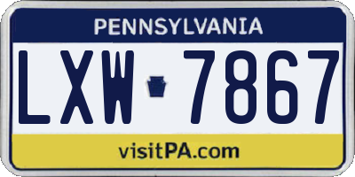 PA license plate LXW7867