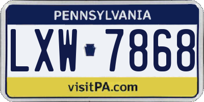 PA license plate LXW7868