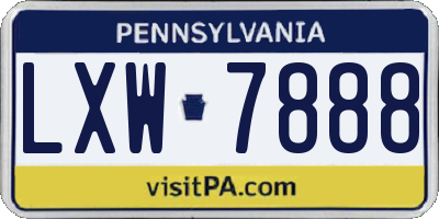 PA license plate LXW7888