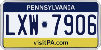 PA license plate LXW7906
