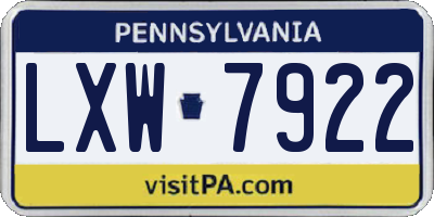 PA license plate LXW7922