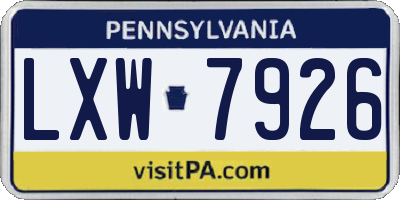 PA license plate LXW7926