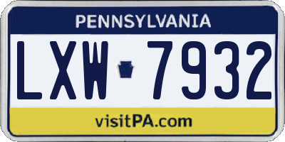 PA license plate LXW7932