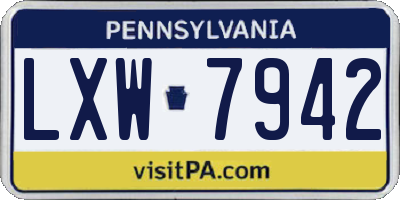 PA license plate LXW7942
