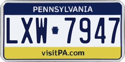 PA license plate LXW7947