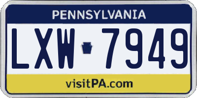 PA license plate LXW7949