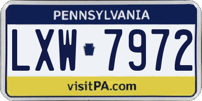 PA license plate LXW7972