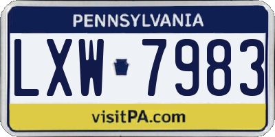 PA license plate LXW7983