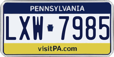 PA license plate LXW7985