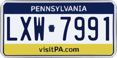 PA license plate LXW7991