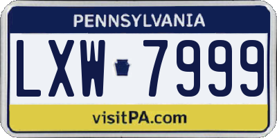 PA license plate LXW7999