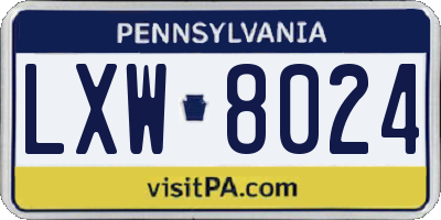PA license plate LXW8024