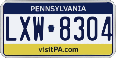 PA license plate LXW8304