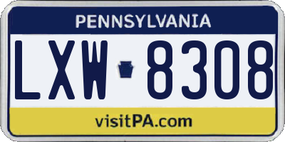 PA license plate LXW8308