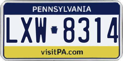PA license plate LXW8314