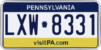 PA license plate LXW8331