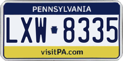 PA license plate LXW8335