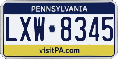 PA license plate LXW8345