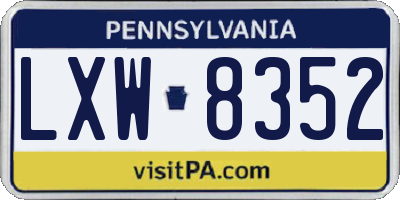 PA license plate LXW8352