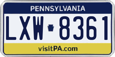 PA license plate LXW8361
