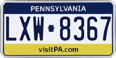 PA license plate LXW8367