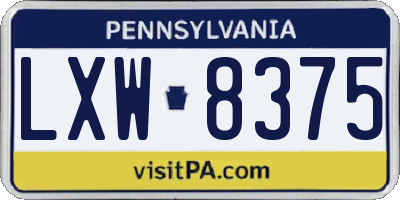 PA license plate LXW8375