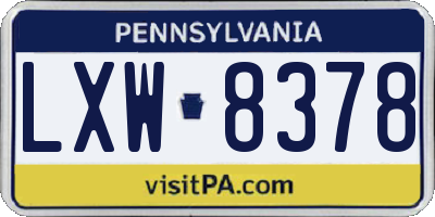 PA license plate LXW8378