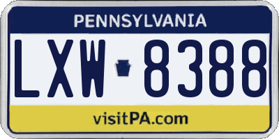 PA license plate LXW8388