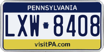 PA license plate LXW8408