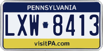 PA license plate LXW8413