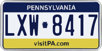 PA license plate LXW8417