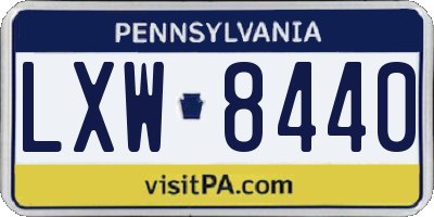 PA license plate LXW8440