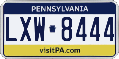 PA license plate LXW8444