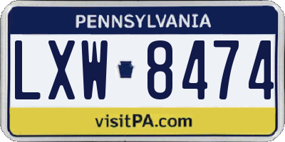 PA license plate LXW8474