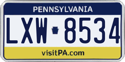 PA license plate LXW8534
