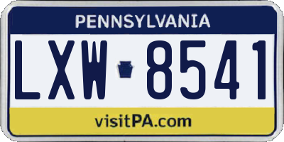 PA license plate LXW8541