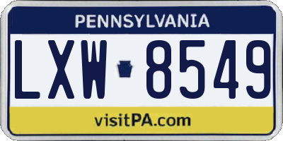 PA license plate LXW8549