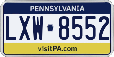PA license plate LXW8552