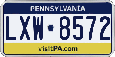 PA license plate LXW8572