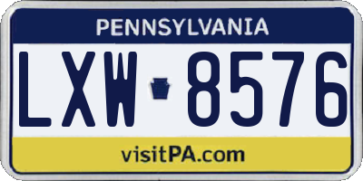 PA license plate LXW8576