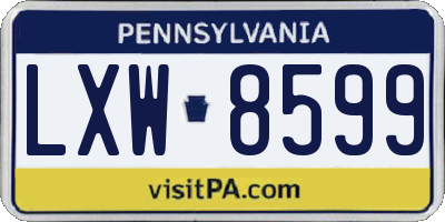 PA license plate LXW8599