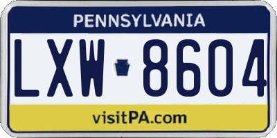 PA license plate LXW8604