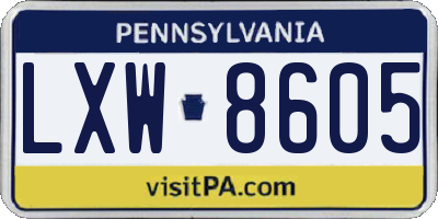 PA license plate LXW8605