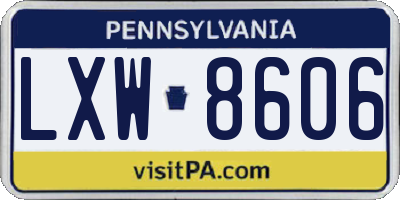 PA license plate LXW8606